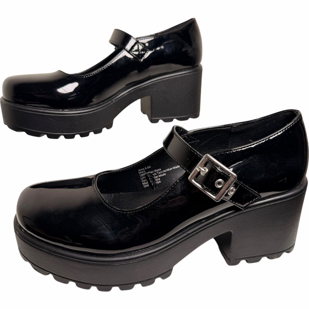 Seychelles Lug Sole Patent Platform Mary Janes Black Women's 8.5 Whimsigoth Prep - Picture 13 of 13